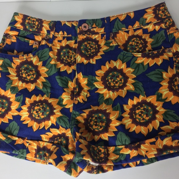 Retro Forever 21 Sunflower High Waisted Shorts size 26 100% Cotton - Picture 5 of 10